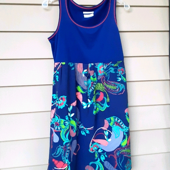 COLUMBIA PFG NAVY FLORAL DRESS - Picture 1 of 7